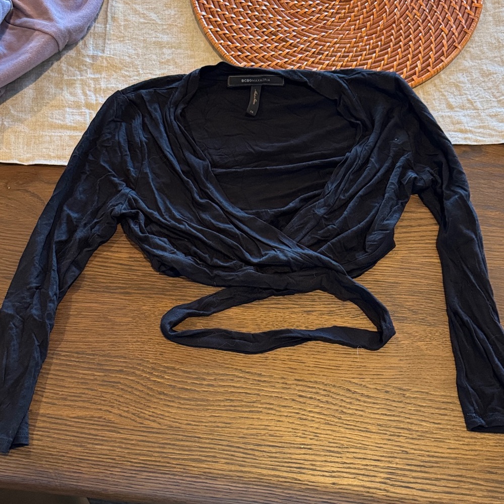 BCBGMaxAzria Black Wrap Crop Top